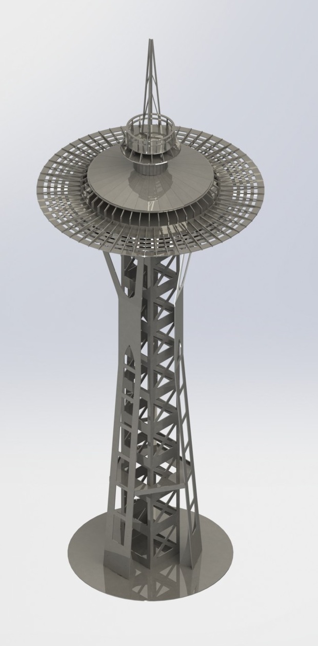 西雅图太空针塔，钣金拼图，3D拼图，metalcraft设计